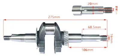 16MM Thread output Crankshaft Fits for China 168F 170F GX160 GX200 163CC~212CC Small Gas Engine Applied for Water Pump