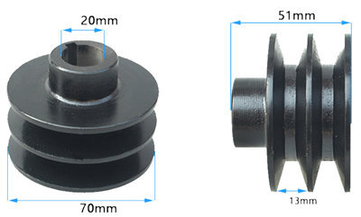70mm Dia. Double Groove Pulley Wheel W/ 20mm Hole Fits for China Model 168F 170F GX160 GX200 163CC~212CC Small Gasoline Engine