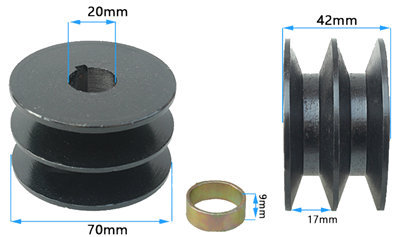 Double Groove Pulley Wheel W/ 17mm Width 20mm Hole Fits for China Model 168F 170F GX160 GX200 163CC~212CC Small Gasoline Engine