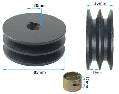 85mm Dia. Double Groove Pulley Wheel W/ 13mm Width 20mm Hole Fits for China Model 168F 170F GX160 GX200 163CC~212CC Small Gasoline Engine