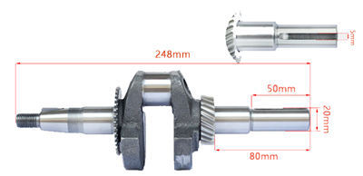 20mm Dia. Straight Key Crankshaft Fits for China 168F 170F GX200 196CC~212CC Small Gas Engine Applied for Water Pump,Air Compressor etc.