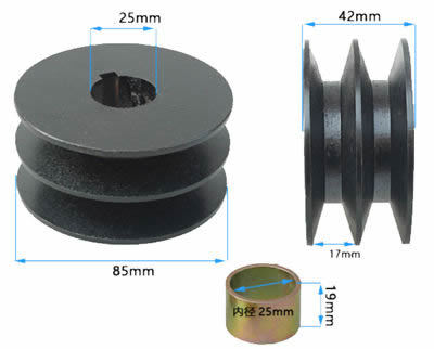 Double Groove Pulley Belt Wheel with 17mm Width and 85mm Dia. fits for China 182F 188F 190F GX390 GX420 11HP~16HP Small Gas Engine