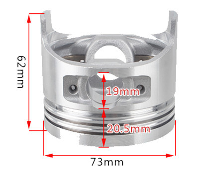 Piston Kit with Rings Circilp and Pin Fits for China Model 173F 5HP 247CC Small Air Cooled Diesel Engine