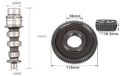 Camshaft Gear Assy.  Fits for China Model 178F 6HP 296CC Small Air Cooled Diesel Engine