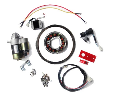 Electric Start Rebuild Kit Incl. Starter,Gear Ring, Regulator etc. Fits for China Model 188F 190F 11HP Small Air Cooled Diesel Engine