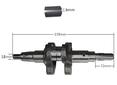 Straight Key CrankShaft Assy. W/ Gear and Bearing Fits for China Model 188F 190F 11HP Small Air Cooled Diesel Engine