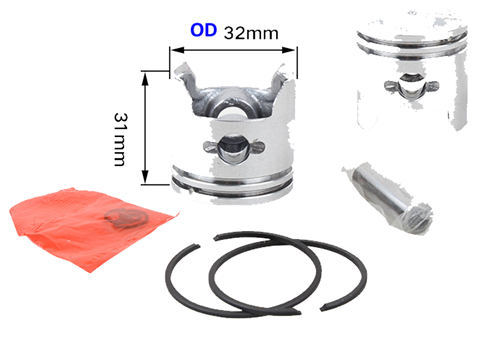 Piston And Rings Set Kit Fits for China Model 1E32 32CC 02 Stroke Small Air Cooled Gasoline Engine