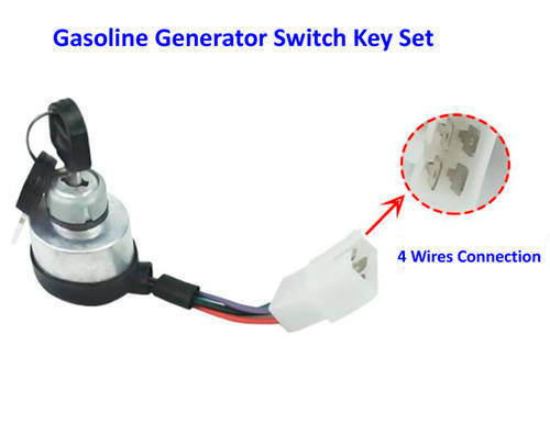 4 Wires Type Electric Start Key Switch Set Fits For 2KW To 8KW  Small Gasoline Generator Set