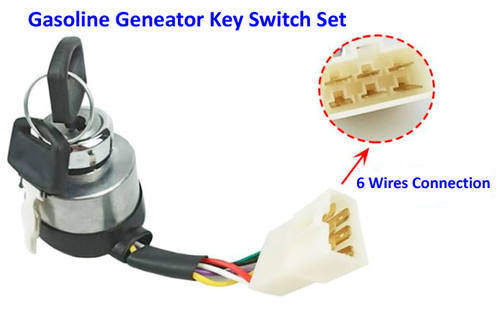 6 Wires Type Electric Start Key Switch Set Fits For 2KW To 8KW  Small Gasoline Generator Set