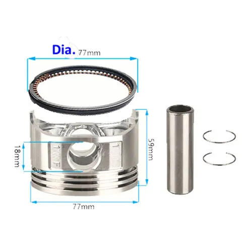 Piston And Rings Kit (W/. Pin And Circlip) Fits 177F GX270 270CC Small Gasoline Engine 4KW Generator Parts