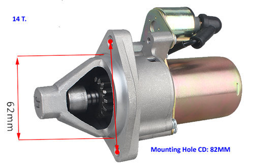 100% Copper Winding Electric Start Motor W/.14 Teeth 62mm Head Dia. Fits For 5KW-8KW Small Gasoline Brush Generator Set