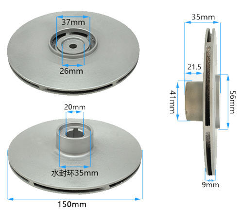 Aluminum Impeller A Fits For GX160 GX200 168F 170F Powered 2Inch Double-Impeller Type High Lift Water Pump