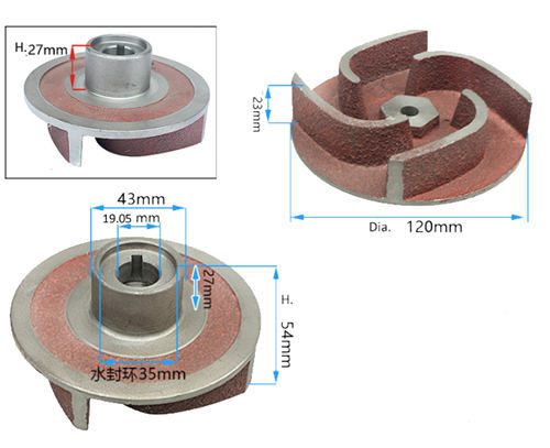Iron Impeller With 3/4" Dia. Hole Fits On GX160 GX200 168F 170F 19.05MM Key Shaft  2In./3In. Aluminum Water Pump