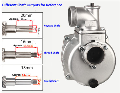 50mm Inlet/Outlet Port Dia. 2&quot; Self-Priming Alu. Pump Assy. Fits On GX160 GX200 168F 170F Type Engine W/.20MM Key Shaft