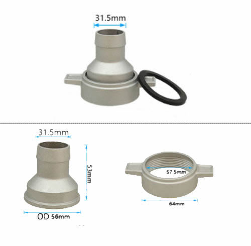 2" to  1.2" Converter Hose Pipe Connector Nut Rubber Seal Kit For Inlet/Exhaust Fits For GX160 GX200 168F 170F Powered 2Inch Aluminum Water Pump