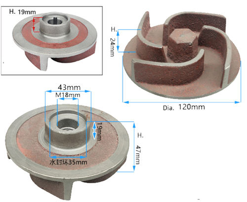 Low Boss Type Iron Impeller With 18MM Dia. Hole Fits On GX160