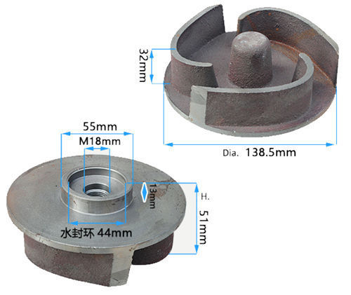 Iron Impeller With 18MM Dia. Hole Fits For Gasoline Engine Powered 4In. Aluminum Water Pump