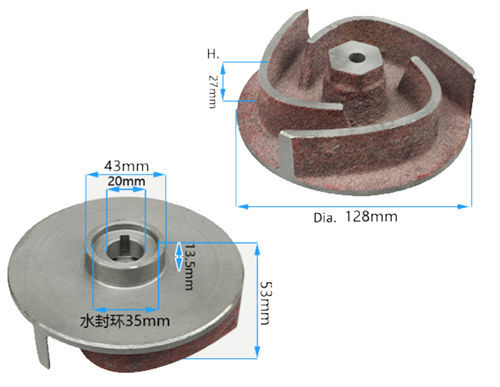20MM Dia.Iron Impeller(Type A) Fits For Gasoline Engine Powered 4In. Aluminum Water Pump W/.20mm Key Shaft