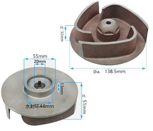 20MM Dia.Iron Impeller(Type B) Fits For Gasoline Engine Powered 4In. Aluminum Water Pump W/.20mm Key Shaft