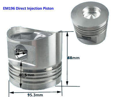 Cylinder Liner(Sleeve)+Piston Kit(6PC Set) For EM196 Direct Injection Model Single Cylinder Water Cool Diesel Engine