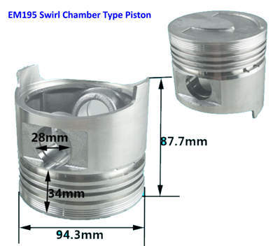 Cylinder Liner(Sleeve)+Piston Kit(6PC Set) For EM195 Swirl Chamber Model Single Cylinder Water Cool Diesel Engine