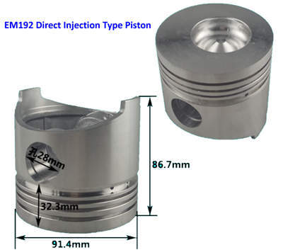Cylinder Liner(Sleeve)+Piston Kit(6PC Set) For EM192 Direct Injection Model Single Cylinder Water Cool Diesel Engine