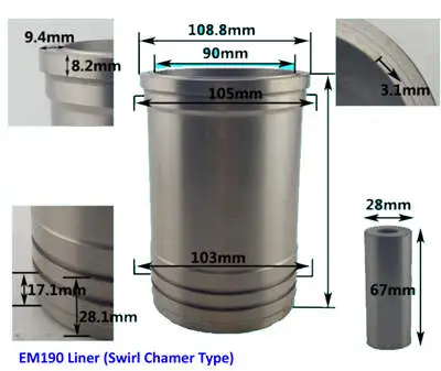 Iron Cylinder Liner(Sleeve) For EM190 Swirl Chamber Model Single Cylinder Water Cool Diesel Engine