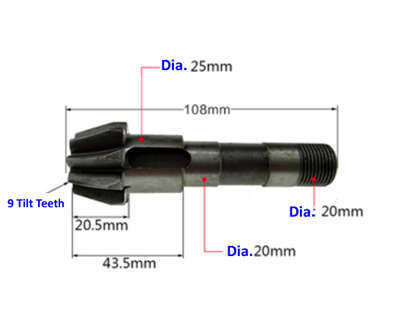 Drive Bevel Gear Shaft For 178F 186F 188F 190F 192F 6-12HP Diesel Engine Powered 105 135 Model Farm Tiller Cultivator
