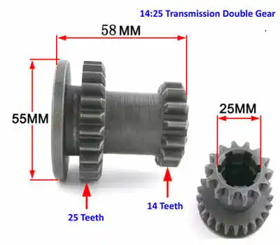 Rototiller Gearbox Double Transmission Gear(14: 25) For 178F 186F 188F 192F Diesel Power Tiller Farm Culitvator