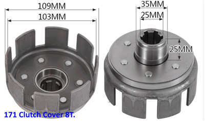 8T. Clutch Cover &amp; Drum Assy. For 170F 173F Diesel Or 170F Gasoline Engine Powered 171 Model Tiller Cultivator Parts