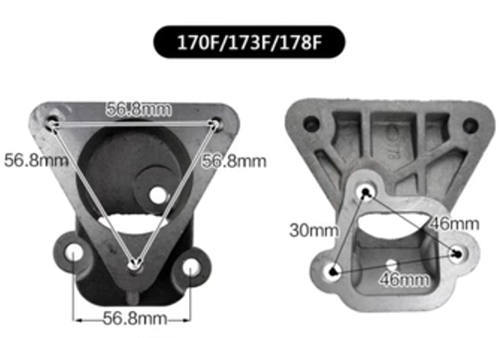 Intake Triangle Flange Connector Connection Plate Fits 170F 173F 178F 4HP 5HP 6HP L48 L70 Small Air Cooled Diesel Engine