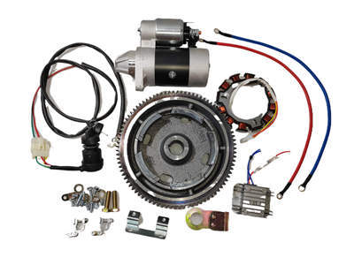 Electric Start Rebuild Kit( With New Flywheel, Stater,Regulator,Switch, Bolts)Fits For Model 170F 173F L40 L48 4HP 5HP 211CC 247CC Small Air Cooled Diesel Engine