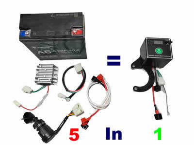 New Model 5 In 1 Electric Start Controller Integrated With Battery, Cable, Key Start Switch Line, Regulator Fits For 168FD 170FD 196CC 208CC Diesel Engine With Remote Start Function
