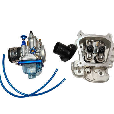 Shredder Cylinder Head Complete With CNC Intake Pipe and Clear Blue Bottom PWK 28 28MM  Performance Carburetor Kit