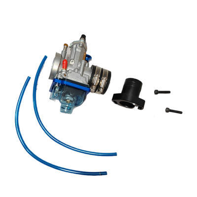 PWK 24 24MM Clear Blue Bottom Carburetor With Intake Pipe and Coupling Hose Kit For Shredder 212CC Head Performance Kart Engine