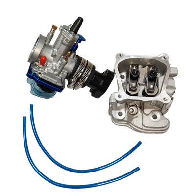 Shredder Cylinder Head Complete With CNC Intake Pipe and Clear Blue Bottom PWK 28 28MM  Performance Carburetor Kit