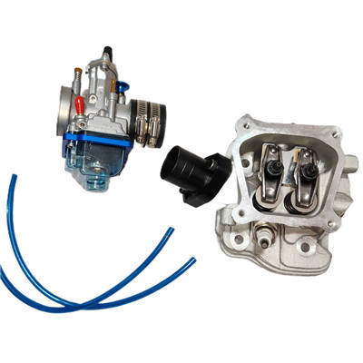Shredder Cylinder Head Complete With CNC Intake Pipe and Clear Blue Bottom PWK 28 28MM  Performance Carburetor Kit