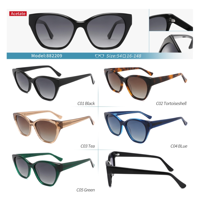 High Quality Strong Hinge Polarized Square Acetate Sunglasses
