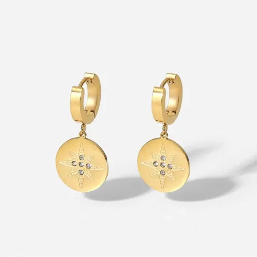 JDET12 Octagram Medal Zircon earrings
