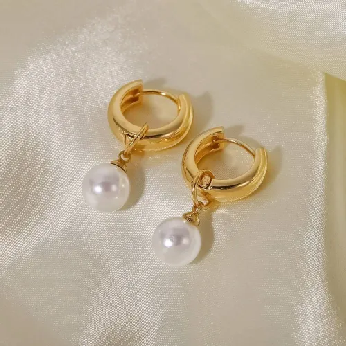 JDET20 Imitation Pearl Copper Earrings