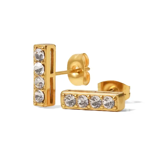 JDET11 Rectangular zircon stud earrings