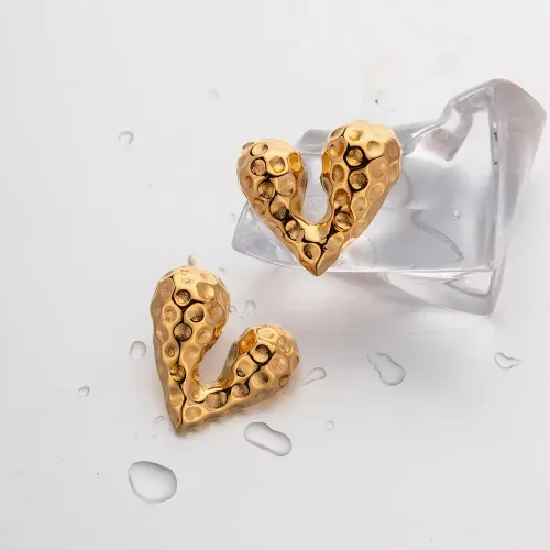 JDET41 Stainless Steel Liquid Heart Earrings
