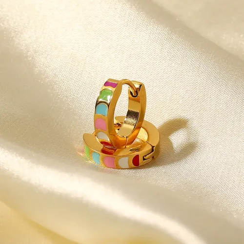 JDET97 Colorful drip stainless steel 18K gold earrings