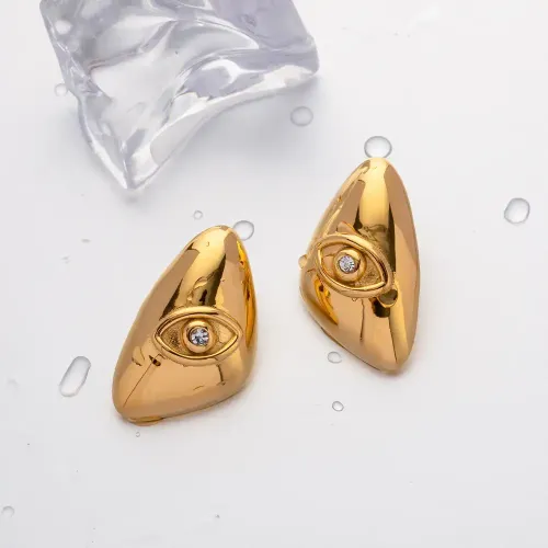 JDET89 Eye Shape Triangle Stud Earrings For Women