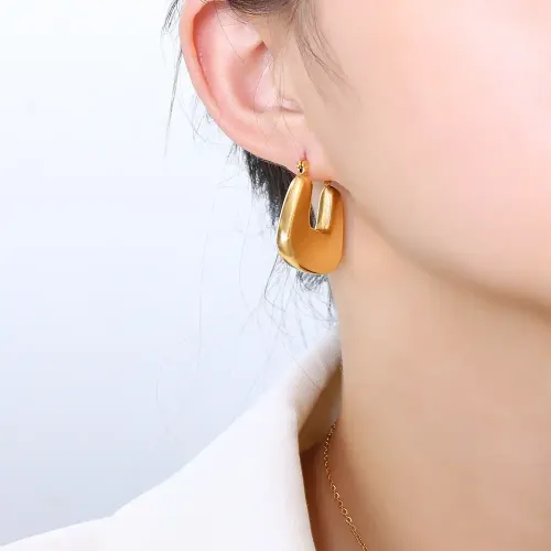 JDET88 Hollow geometric U-shaped female earrings
