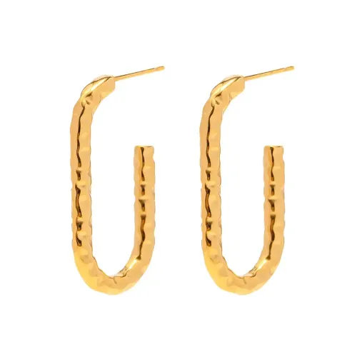 JDET616 18K Gold Stainless Steel C Shape Titanium Steel Ladies Earrings Wholesale