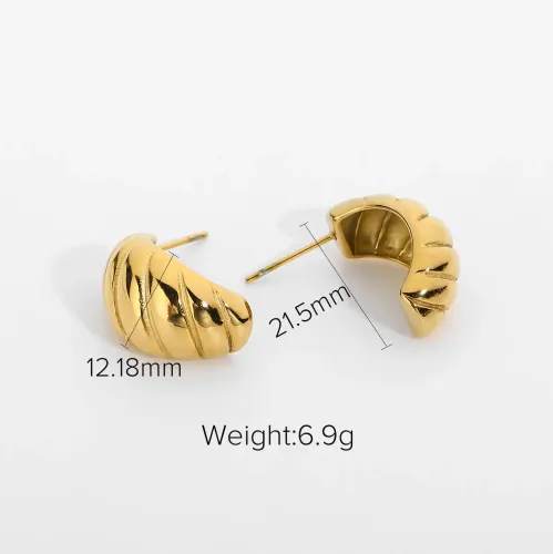 JDET970 Small titanium steel horn earrings 18K vacuum plating gold-plated stainless steel jewelry
