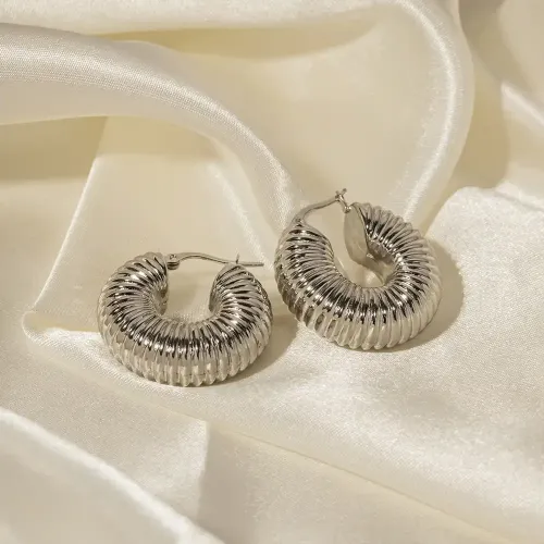 JDET945 18K Vacuum Plating Stainless Steel C Shape Earrings Women Jewelry