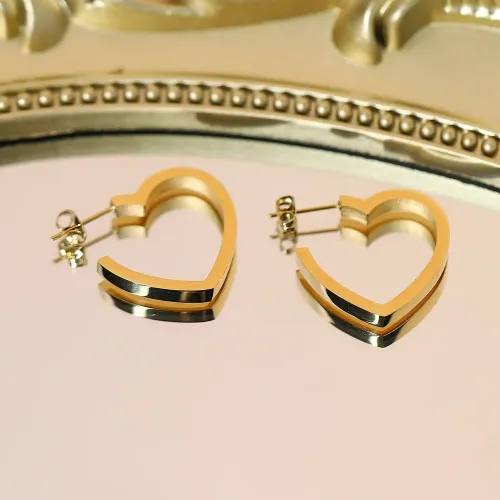 JDET469 18K gold earrings stainless steel flat face peach heart titanium steel earrings