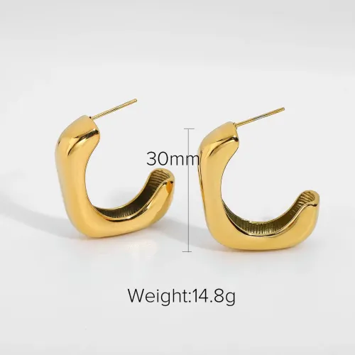 JDET385 Square Gold Plated Stainless Steel Open Earrings
